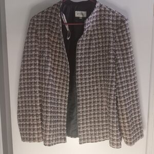 EUC Blazer | Womens Plus | Studio Houndstooth Open Front Jacket